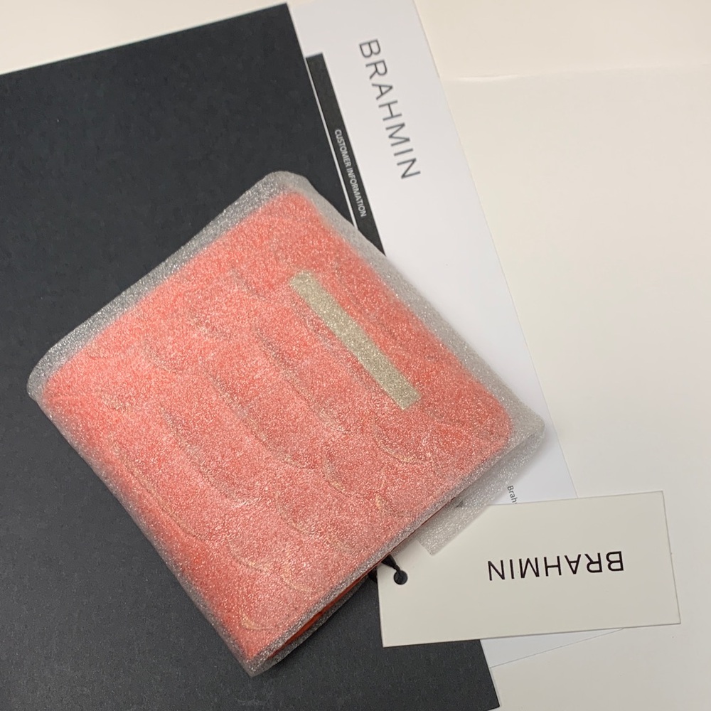 NWT Brahmin Jane Coral Pink with Gold Card Holder